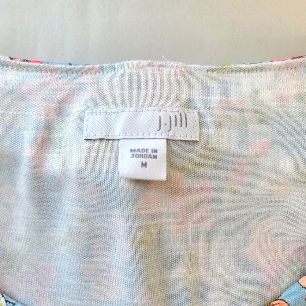 J.JILL Floral Blutint Spring Jersey Layered Dress - Picture 5 of 11